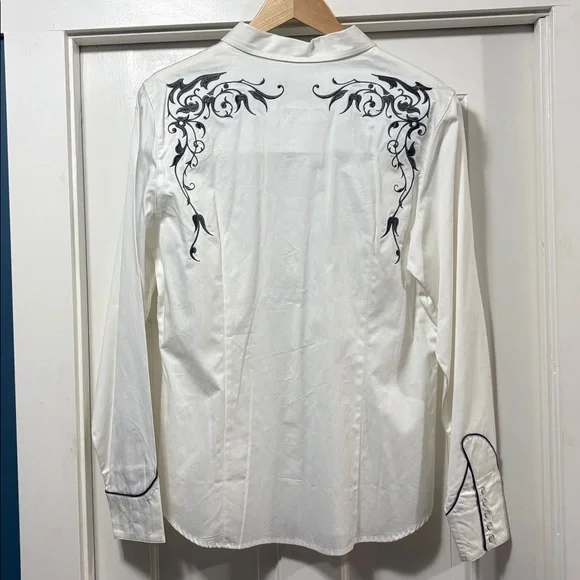 Roper Pearl Snap Shirt with Gray Embroidery - Picture 3 of 9